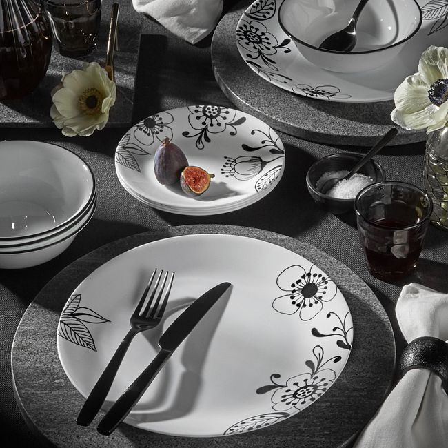 Inked Poppy 18-piece Dinnerware Set, Service for 6