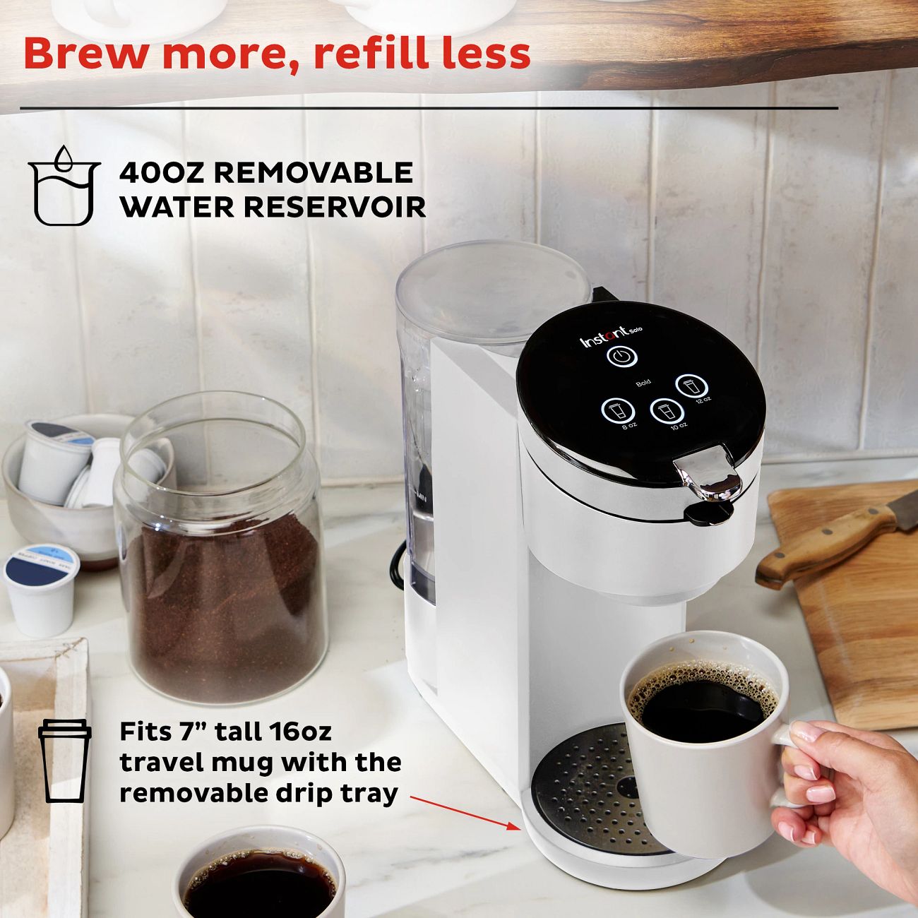 Instant™ Solo™ Single Serve Coffee Maker, White Instant Home