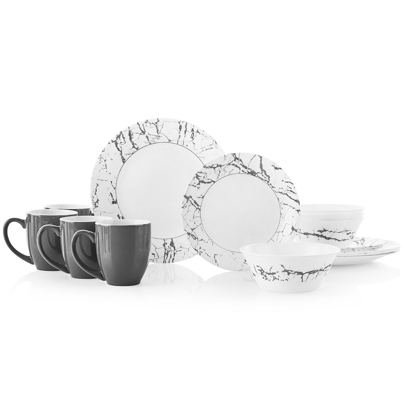 Corelle® Stone Grey 16-piece Dinnerware Set, Service for 4