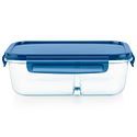 Pyrex MealBox 5.5-Cup Divided Glass Food Storage Container with Blue Lid