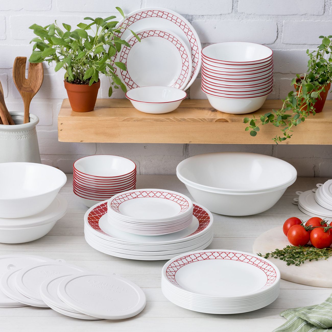 Livingware Crimson Trellis 78-pc Dinnerware Set | Corelle