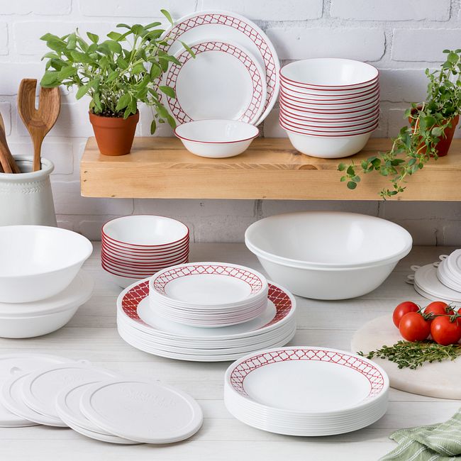 Crimson Trellis 78-piece Dinnerware Set, Service for 12