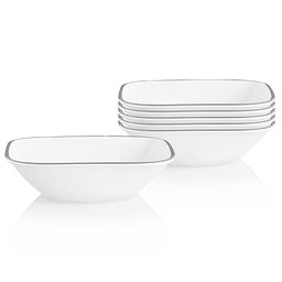 Urban Arc 6-pk Square 22-ounce Gray Rimmed Cereal Bowls