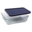 6-cup Rectangular Glass Food Storage Container with Blue Lid
