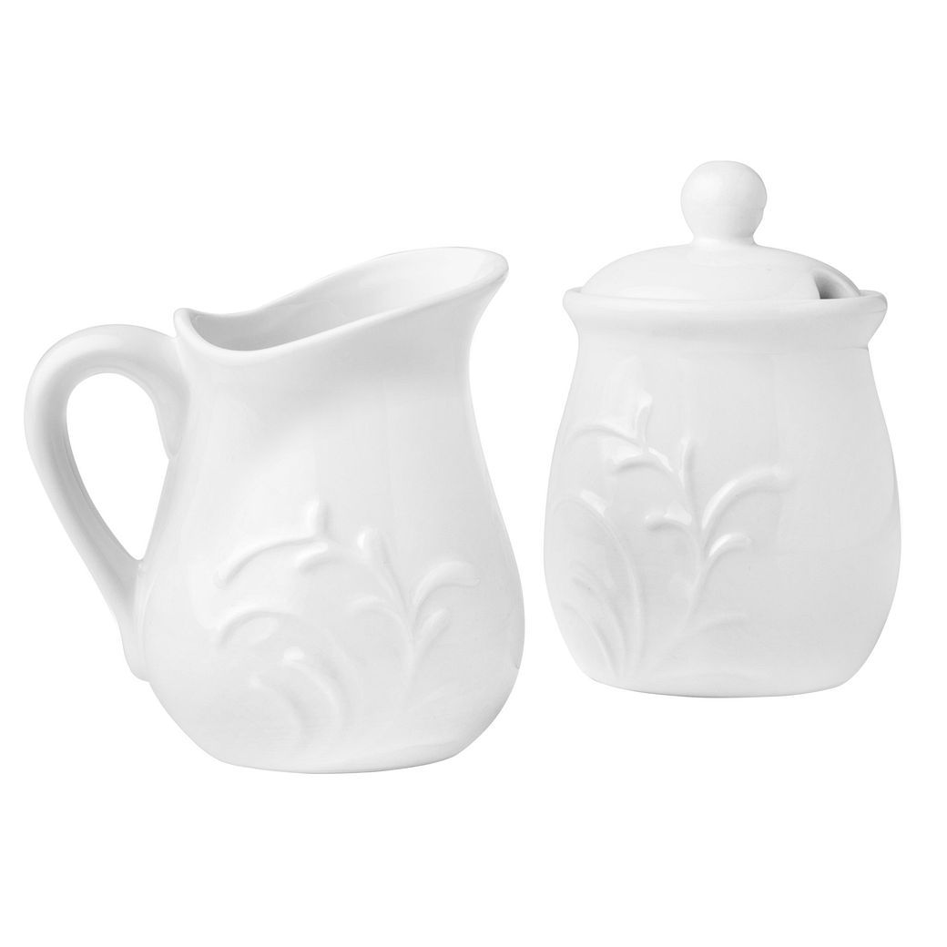 Sugar & Creamer Set Coordinates w/ Corelle® Embossed Cherish Corelle