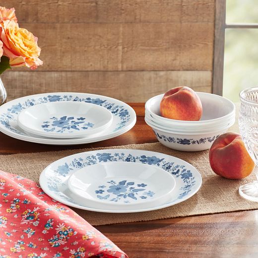 The Pioneer Woman 12-piece Dinnerware Set, Evie, Blue | Corelle