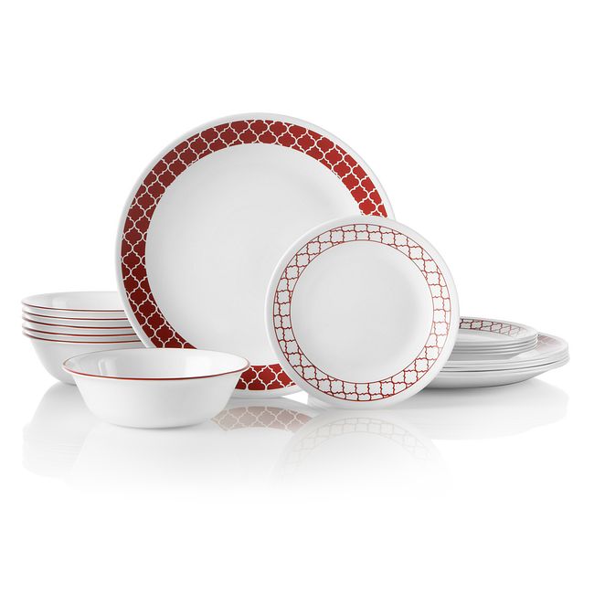 Crimson Trellis 18-piece Dinnerware Set, Service for 6