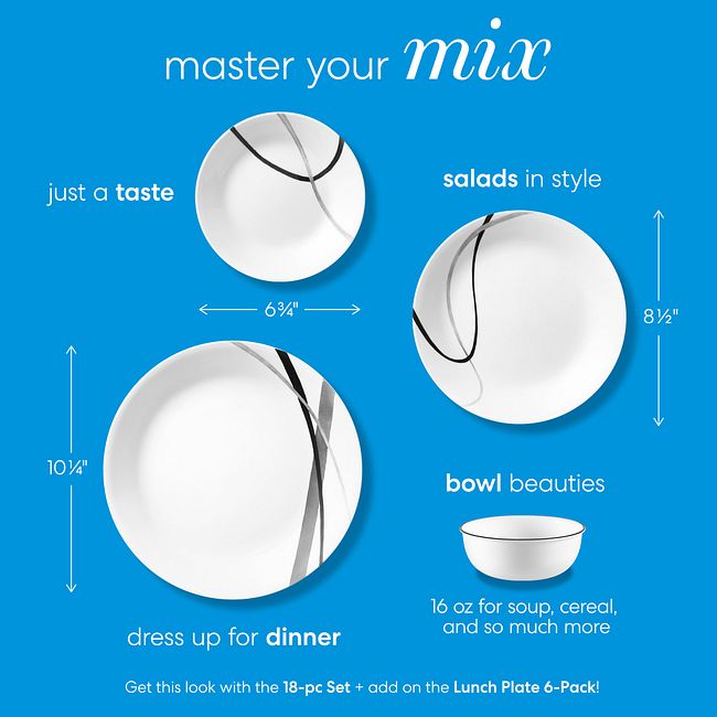 City Ribbon 18-piece Dinnerware Set, Service for 6
