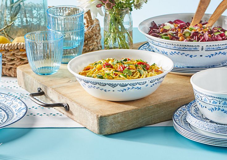 corelle dinnerware set on tabletop