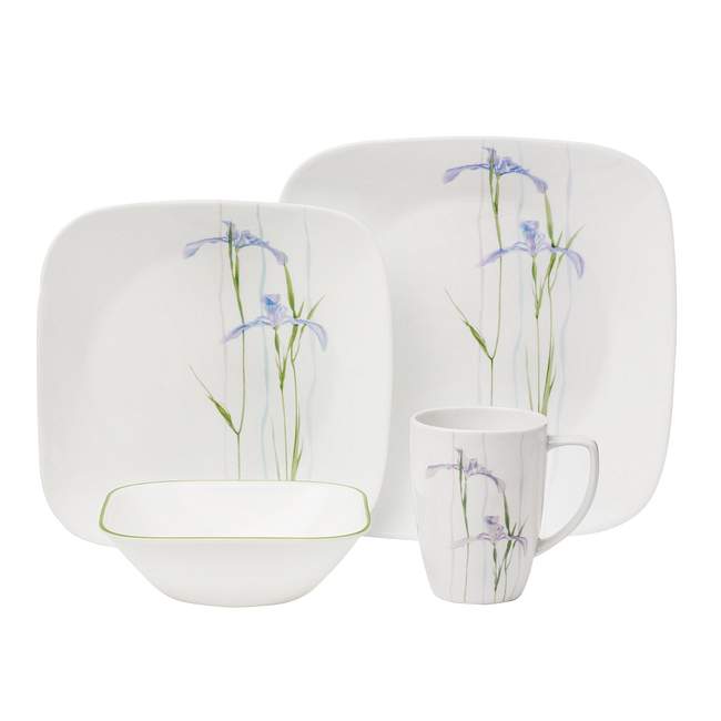 Square Shadow Iris 16-Pc Dinnerware Set
