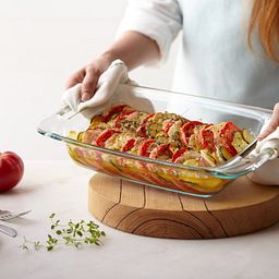 Easy Grab 3-qt Oblong Baking Dish with Person Serving Food