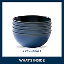 Stoneware 21-ounce Bowls, Navy, 4-pack