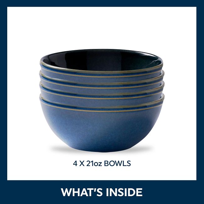 Stoneware Navy 21-ounce Cereal Bowls, 4-pack