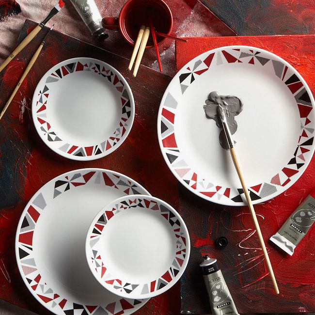 Mosaic Red 16-piece Dinnerware Set, Service for 4