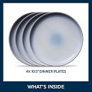 Stoneware 10.5" Dinner Plates, Nordic Blue, 4-pack