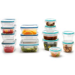 Total Solution® 28-piece Plastic Storage Set with food inside