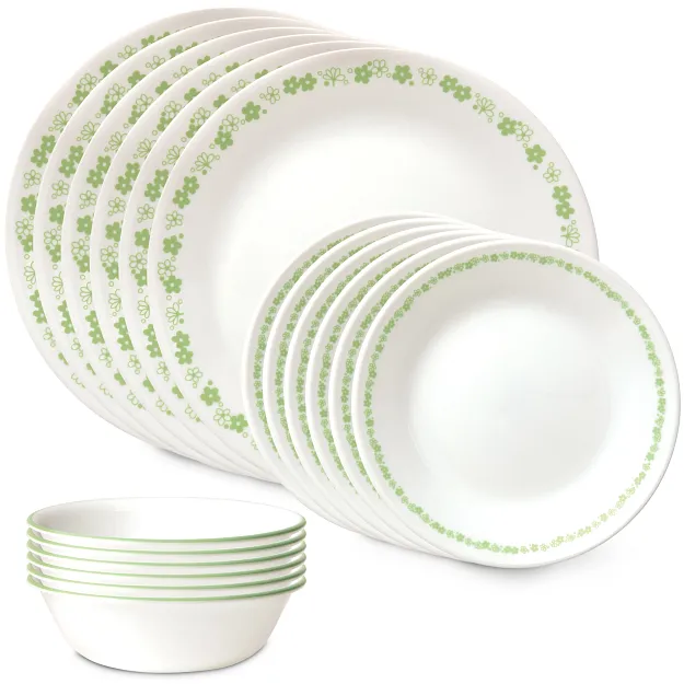 Spring Blossom Green 18 piece Dinnerware Set Service for 6 Corelle