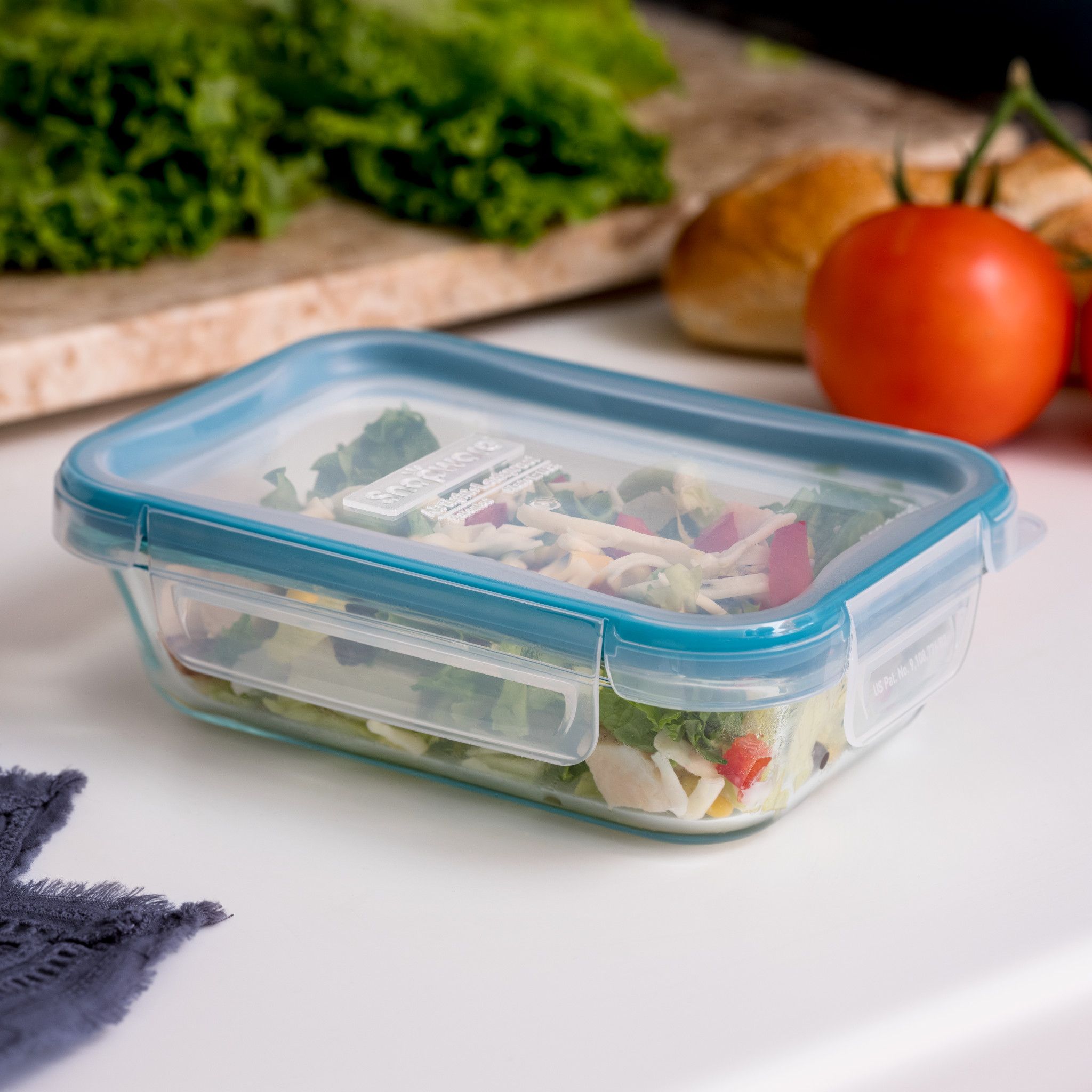 Pyrex MealBox 2.3-cup Divided Glass Food Storage Container with Blue Lid
