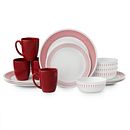 Livingware Bayside Dots 16-pc Dinnerware Set, Red