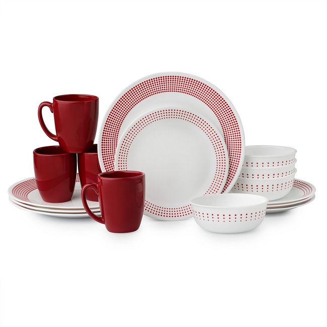 Livingware Bayside Dots 16-pc Dinnerware Set, Red