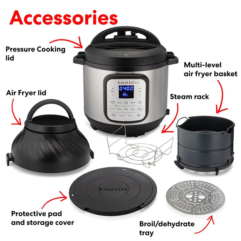 Instant Pot® Duo Crisp™ Air Fryer 8 Quart Multi Use Pressure Cooker Pyrex 2416