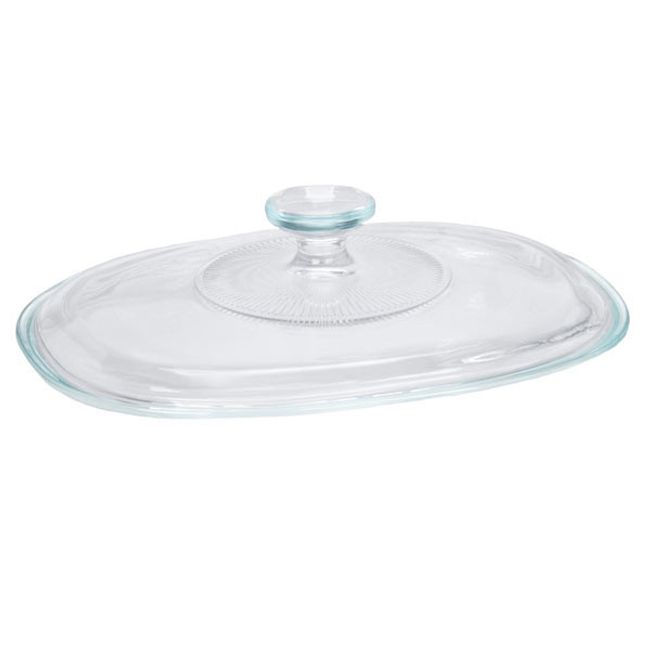 French White 2.5-qt Oval Glass Lid