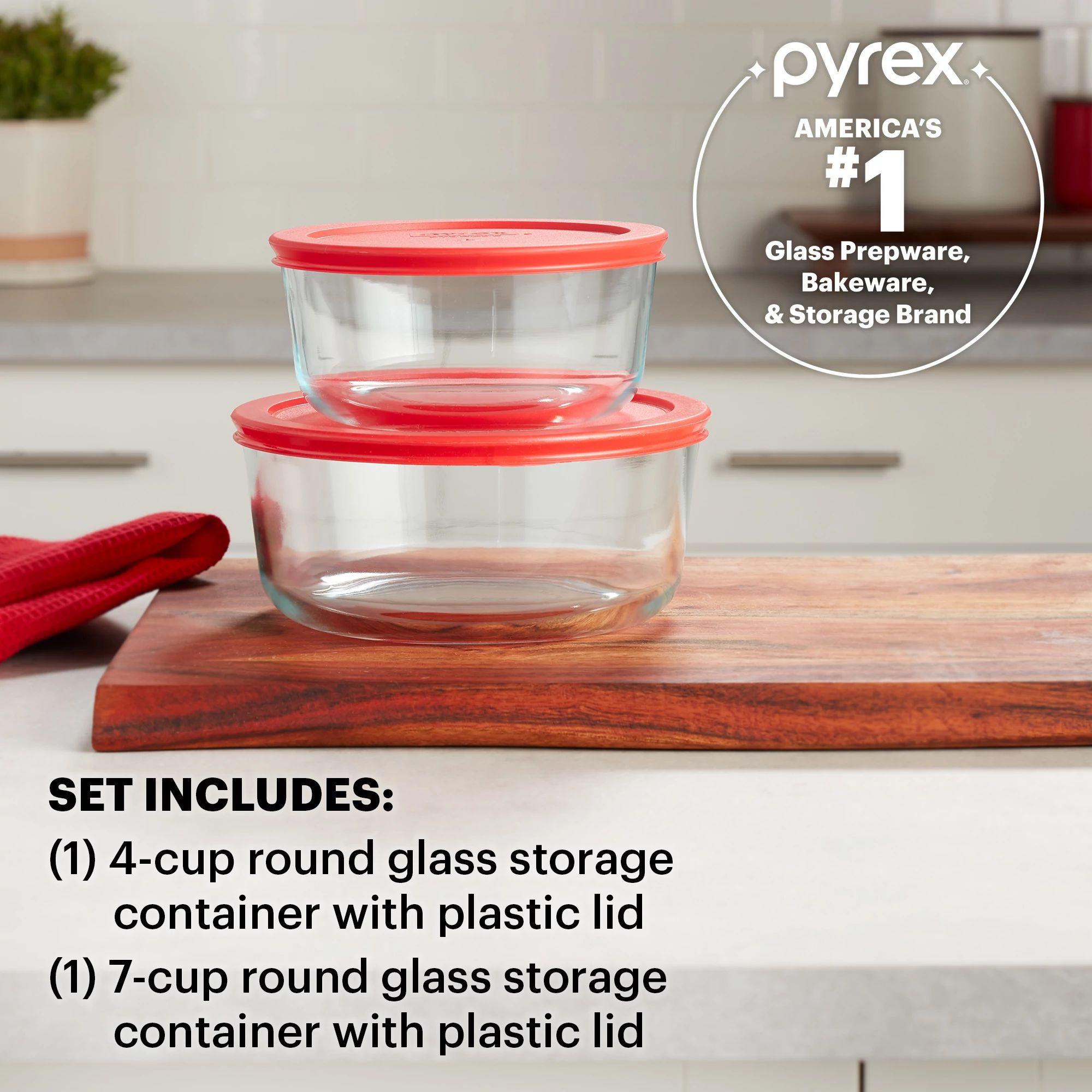 Pyrex Hello Kitty 4-Cup Round Glass Storage Container Pink Airtight Lid,  2-Piece