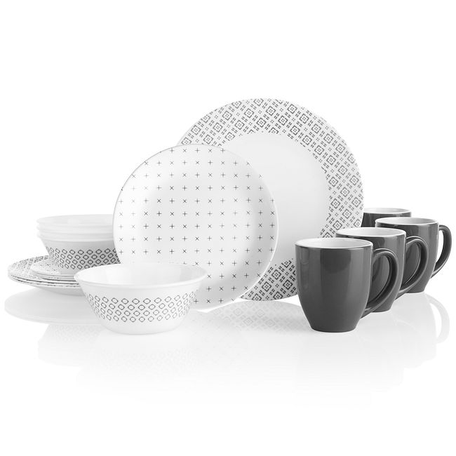 Farmstead Gray 16-piece Dinnerware Set, Service for 4