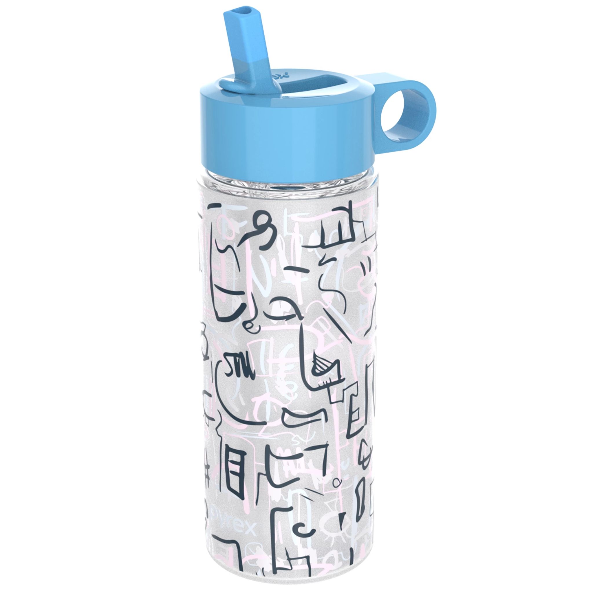 24-ounce Color Changing Glass Water Bottle with Silicone Coating: Doodles