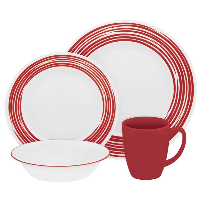 Boutique Brushed 16-pc Dinnerware Set, Red
