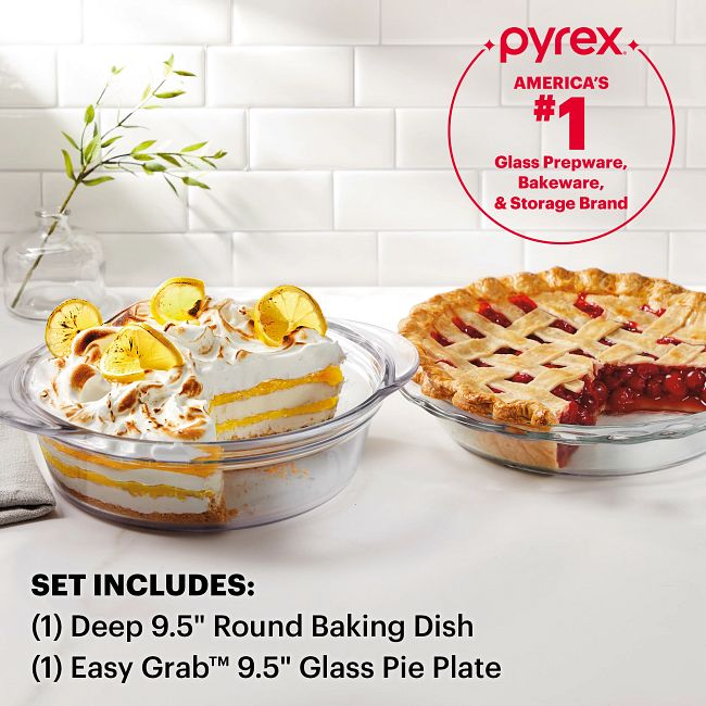 Glass Baking Pan, Deep Round Plate Dish, Oven Safe Bakeware, 100 Oz, 1 Pc