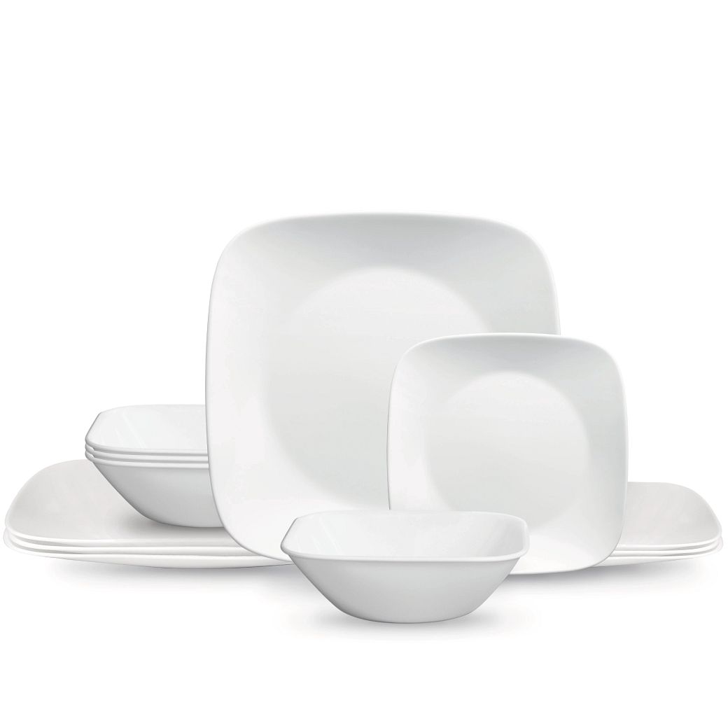 Square™ Pure White 12piece Dinnerware Set, Service for 4 Corelle