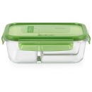 MealBox™ 4.1-cup Divided Glass Food Storage Container with Green Lid