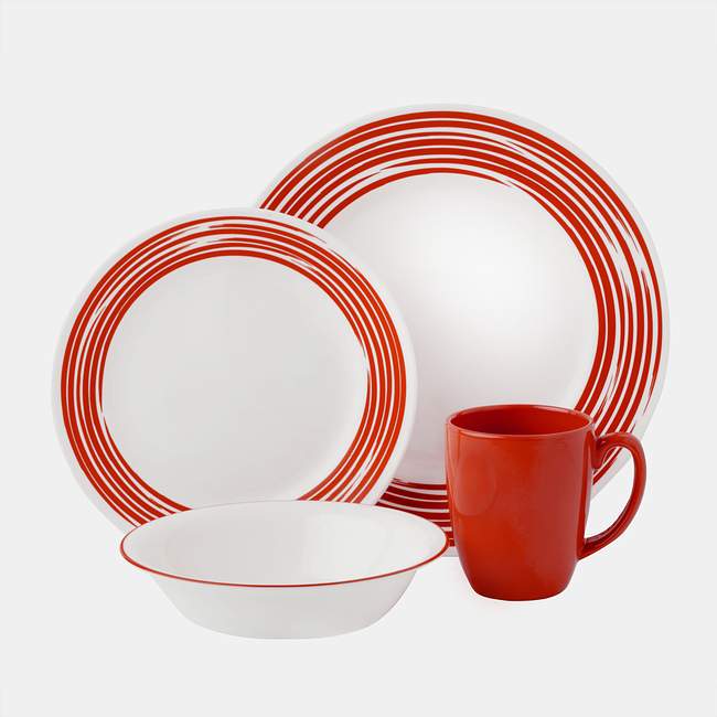 Boutique Brushed 16-pc Dinnerware Set, Red