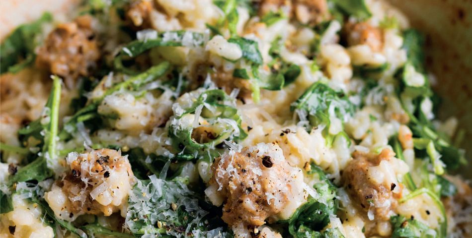 Risotto with Sausage and Arugula