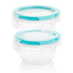 Total Solution™ 2-pk Round Plastic Food Storage with Aqua lids