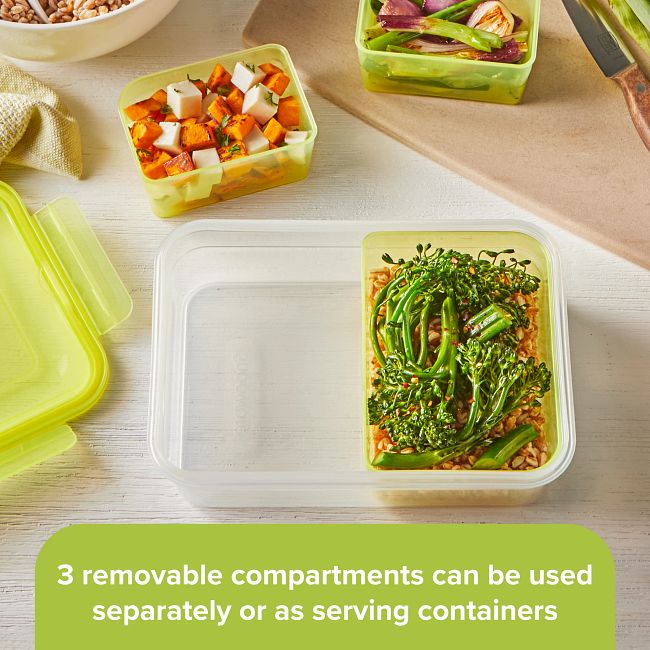 Meal Prep Divided: 5.9-cup Rectangle Storage Container, 3-Section