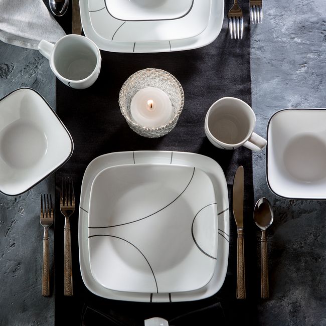 Simple Lines 16-piece Dinnerware Set, Service for 4