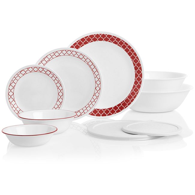 Crimson Trellis 78-piece Dinnerware Set, Service for 12
