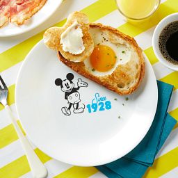 8.5" Salad Plate: Mickey Mouse™ - Since 1928 with toast & egg on plate