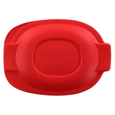 Pyrex 2.5-Qt Oval Roaster Plastic Lid, Red