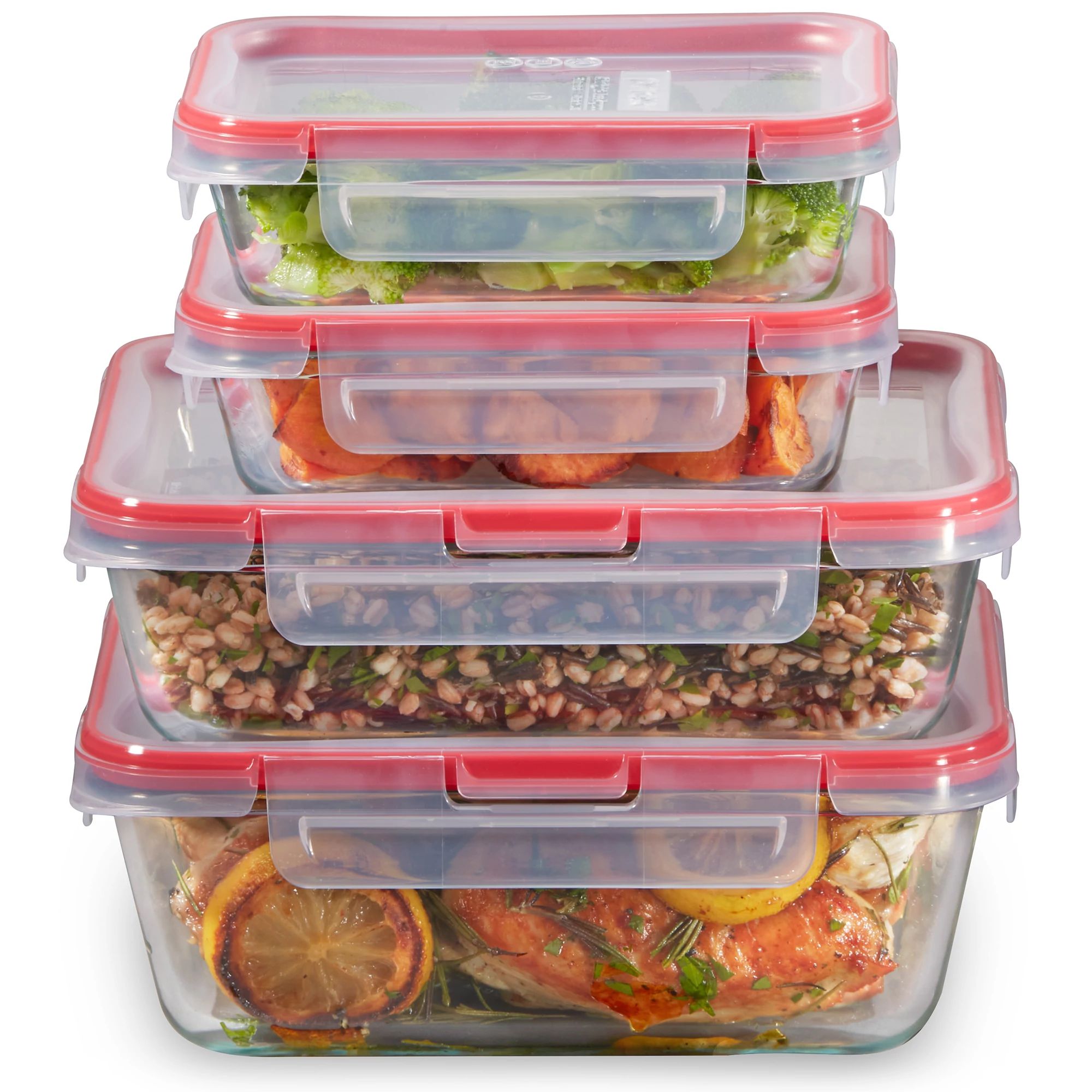 Snapware Total Solution 6-Pc Plastic Food Storage Containers Set with Lids,  8.5-Cup Rectangle Meal Prep Container, Non-Toxic, BPA-Free with 4 Locking