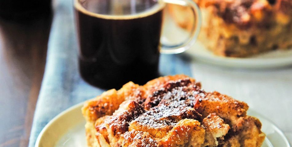Slow Cook Maple French Toast Casserole on plate on table 