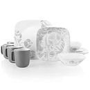 Night Blooms Gray 16-piece Dinnerware Set, Service for 4