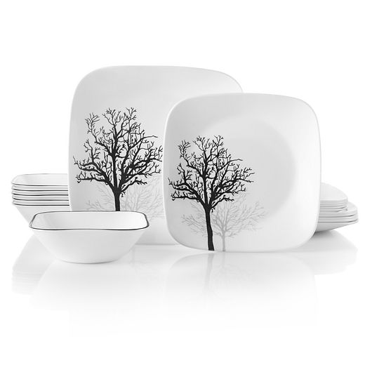Square Timber Shadows 18piece Dinnerware Set, Service for 6 Corelle