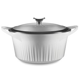 French White Cast Aluminum 5.5-quart Dutch Oven with Lid 