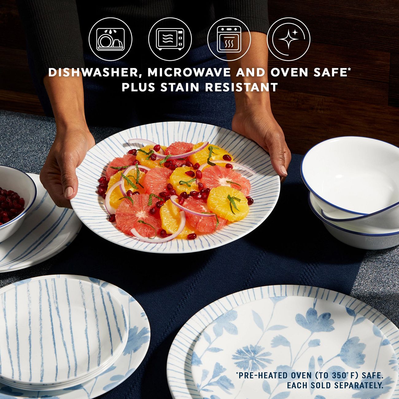 Botanical Stripes 8.5" Salad Plate, Floral Corelle