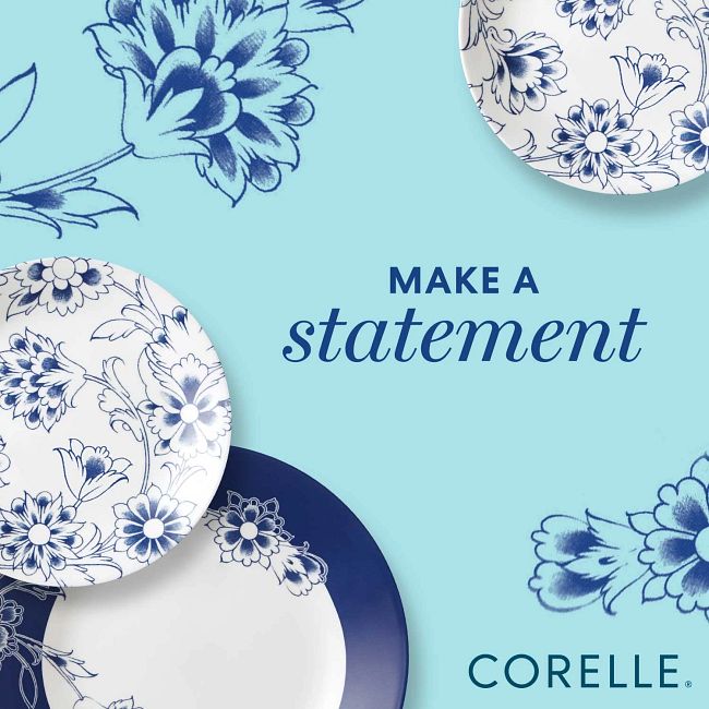 Indigo Blooms 16-piece Dinnerware Set, Service for 4