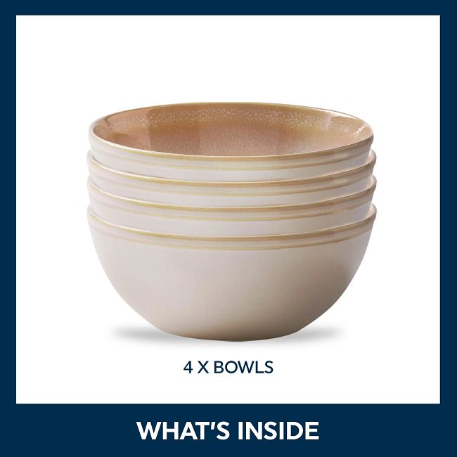 Stoneware 21-ounce Bowls, Oatmeal, 4-pack