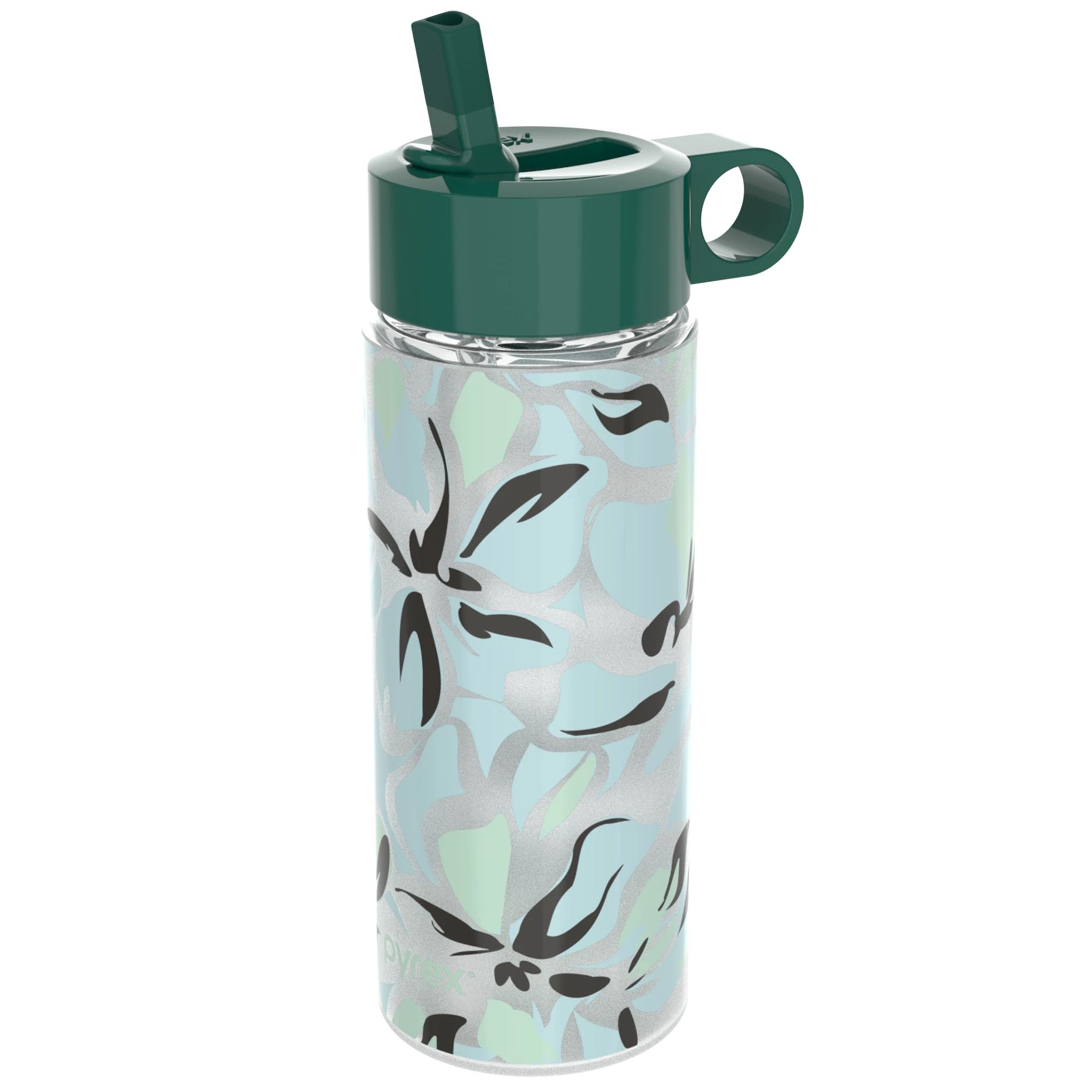 24-ounce Color Changing Glass Water Bottle with Silicone Coating: Lily Floral